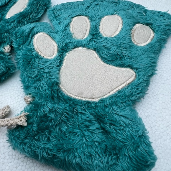 Super Soft Faux Fur Cat Bear Animal Paw Fingerless Gloves - Picture 7 of 13
